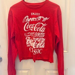Coca' Cola Red Long Sleeved Crop Top "ENJOY CLASSIC" Women’s Medium NWT